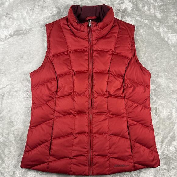 Eddie Bauer Jackets & Blazers - Eddie Bauer Down Puffer Vest Womens Medium Maroon Red Quilted Sleeveless